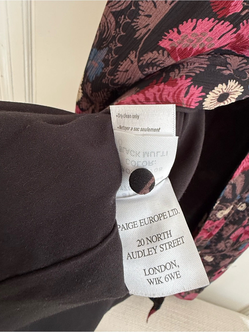 PAIGE Ledara Black Silk Dark Floral Long Sleeved Wrap Midi Dress - Picture 5 of 9
